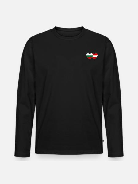 Bulgaria Austria Flag Heart - Men's Premium Organic Long Sleeve Shirt - black