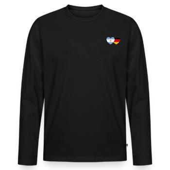 Allemagne Argentine Drapeau Cœur - T-shirt manches longues Premium bio Homme - noir - Devant - Nico (187cm)