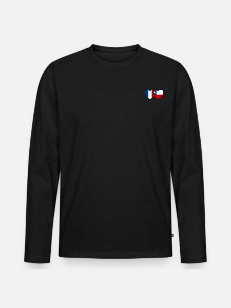 France Chile Flag Heart - Men's Premium Organic Long Sleeve Shirt - black
