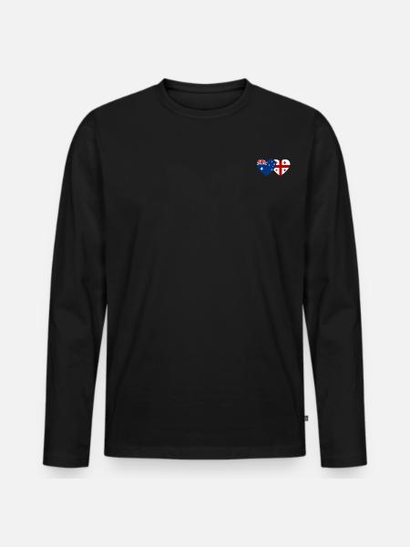 Australia Georgia Flag Heart - Men's Premium Organic Long Sleeve Shirt - black