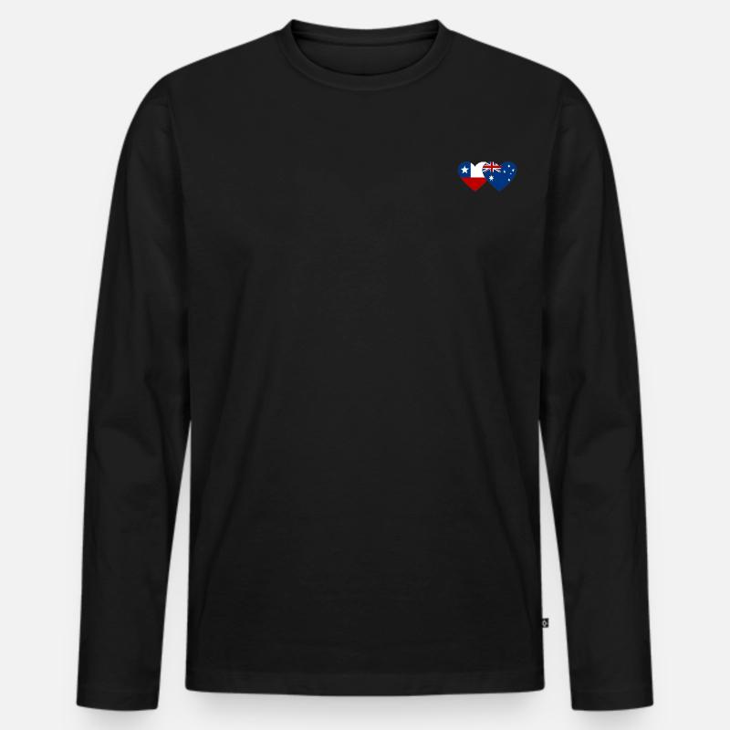 Chile Australien Flagge Herz - Männer Premium Bio Langarmshirt - Schwarz