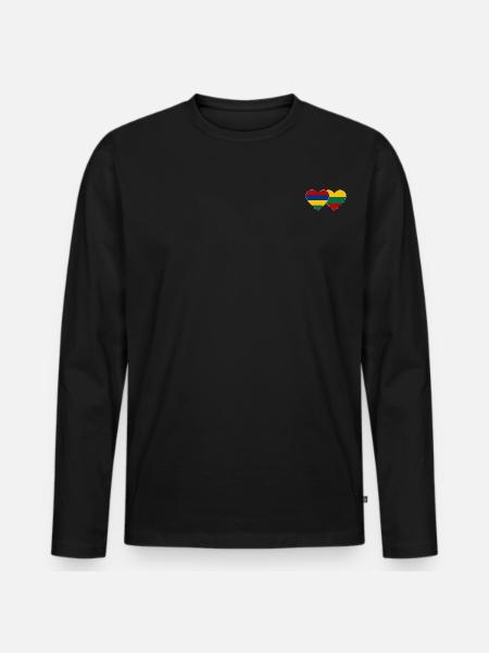 Mauritius Lithuania Flag Heart - Men's Premium Organic Long Sleeve Shirt - black