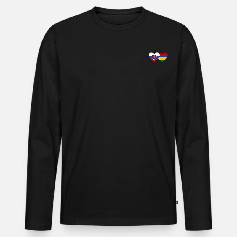 Slowakei Mauritius Flagge Herz - Männer Premium Bio Langarmshirt - Schwarz