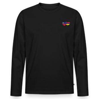 Liechtenstein Mauritius Flag Heart - Men's Premium Organic Long Sleeve Shirt - black - Front - Nico (187cm)