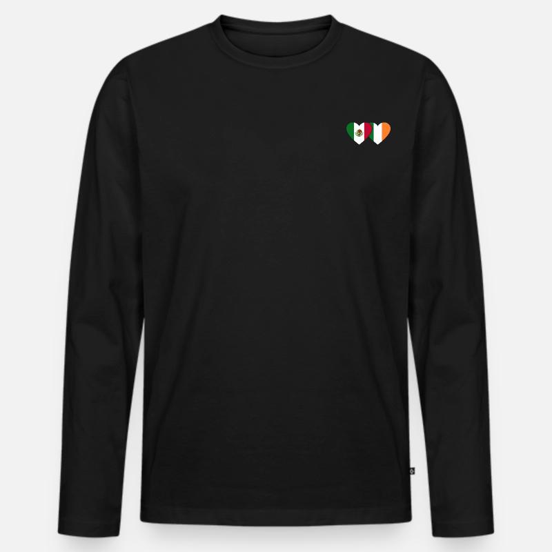 Mexiko Irland Flagge Herz - Männer Premium Bio Langarmshirt - Schwarz