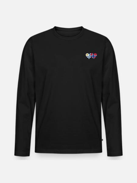 Uruguay Norway Heart Flag - Men's Premium Organic Long Sleeve Shirt - black