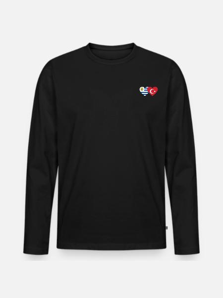 Uruguay Turkey Heart Flag - Men's Premium Organic Long Sleeve Shirt - black