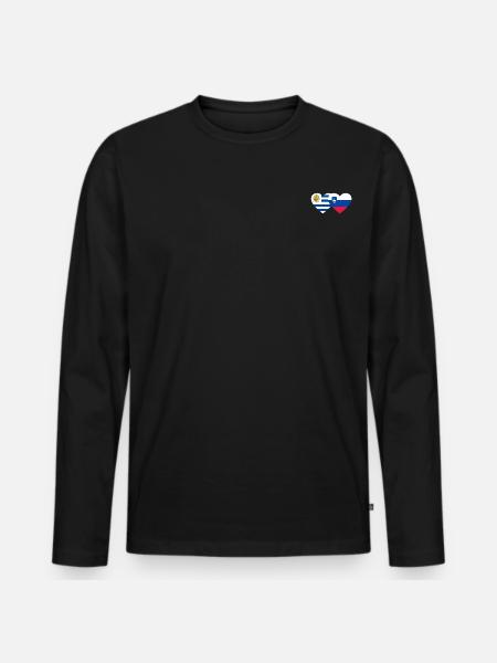Uruguay Slovenia Heart Flag - Men's Premium Organic Long Sleeve Shirt - black