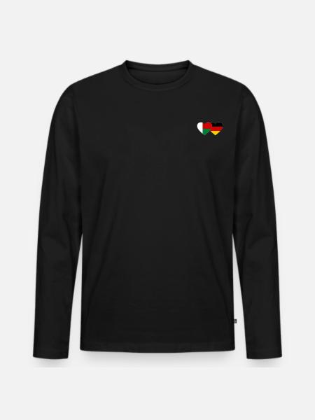 Madagascar Germany Heart Flag - Men's Premium Organic Long Sleeve Shirt - black