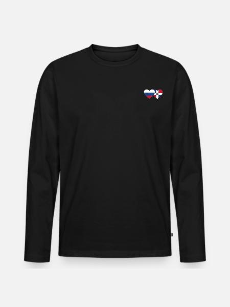 Russie République dominicaine Flag Heart - T-shirt manches longues Premium bio Homme - noir