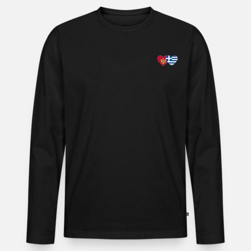 Montenegro Griechenland Flagge - Männer Premium Bio Langarmshirt - Schwarz