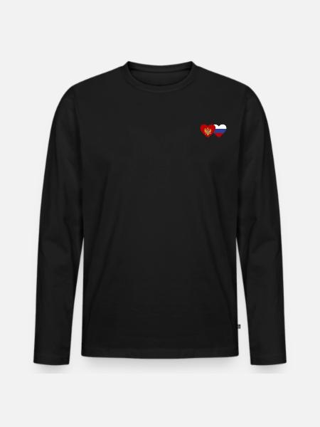 Monténégro Drapeau de la Russie - T-shirt manches longues Premium bio Homme - noir