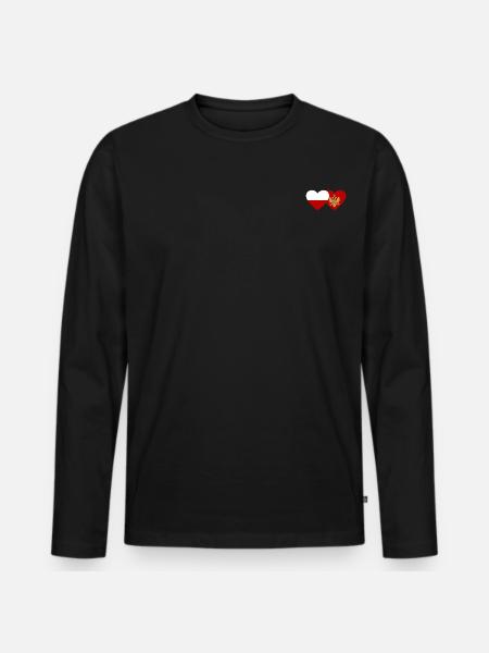 Pologne Monténégro drapeau - T-shirt manches longues Premium bio Homme - noir