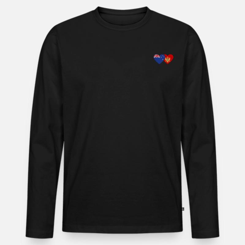 Neuseeland Montenegro Flagge - Männer Premium Bio Langarmshirt - Schwarz