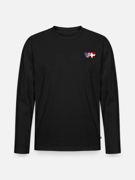 USA Denmark Flag Heart - Men's Premium Organic Long Sleeve Shirt - black