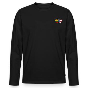 Lithuania USA Flag Heart - Men's Premium Organic Long Sleeve Shirt - black - Front - Nico (187cm)
