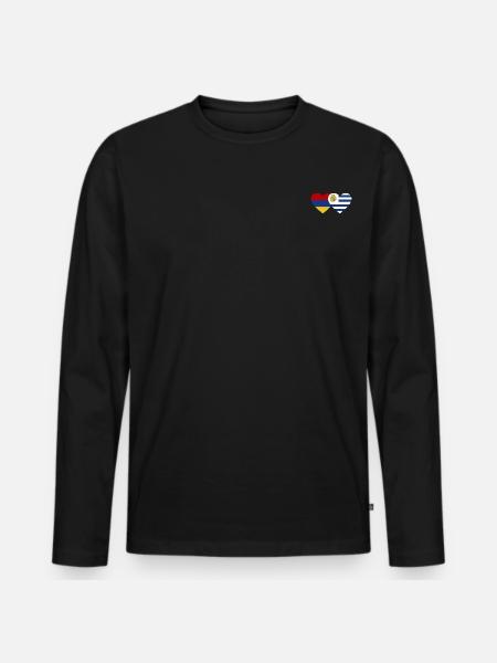 Armenia Uruguay Flag Heart - Men's Premium Organic Long Sleeve Shirt - black