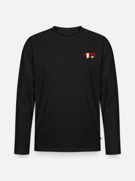 Peru Armenia Flag Heart - Men's Premium Organic Long Sleeve Shirt - black
