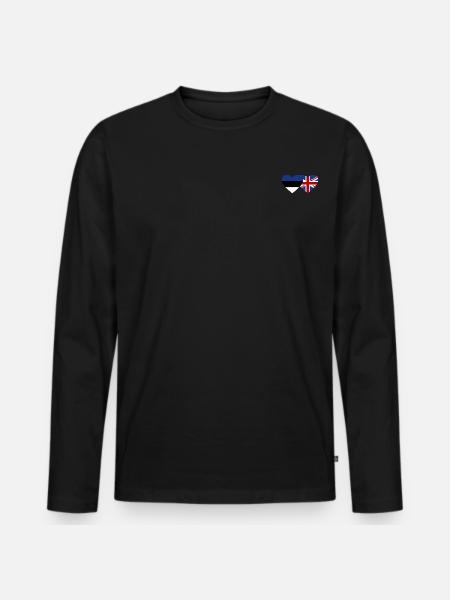 Estonie Angleterre Drapeau Coeur - T-shirt manches longues Premium bio Homme - noir