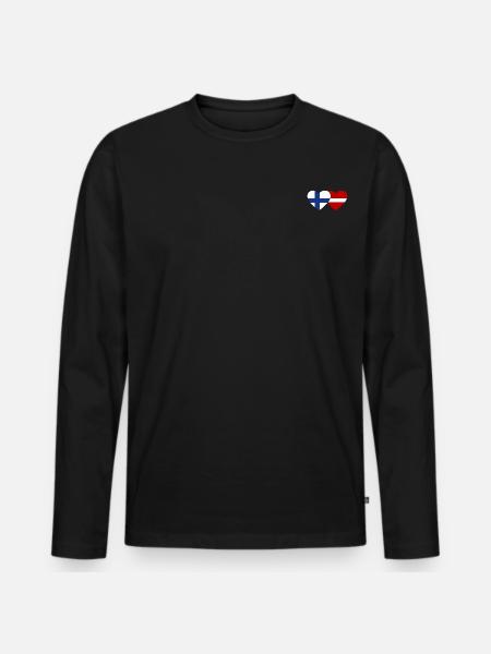Finland Latvia Flag Heart - Men's Premium Organic Long Sleeve Shirt - black