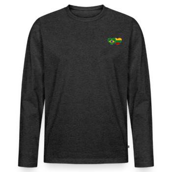 Brazil Lithuania Flag Heart - Men's Premium Organic Long Sleeve Shirt - heather anthracite - Front - Nico (187cm)