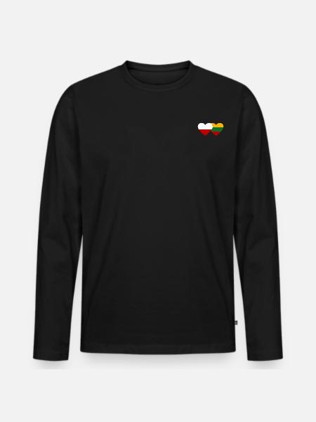 Poland Lithuania Flag Heart - Men's Premium Organic Long Sleeve Shirt - black
