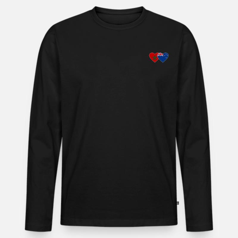 Marokko Neuseeland Flagge Herz - Männer Premium Bio Langarmshirt - Schwarz