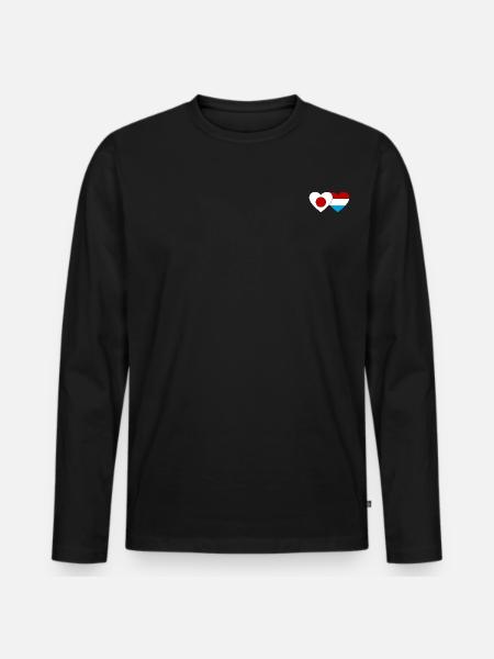 Japan Luxembourg Flag Heart - Men's Premium Organic Long Sleeve Shirt - black