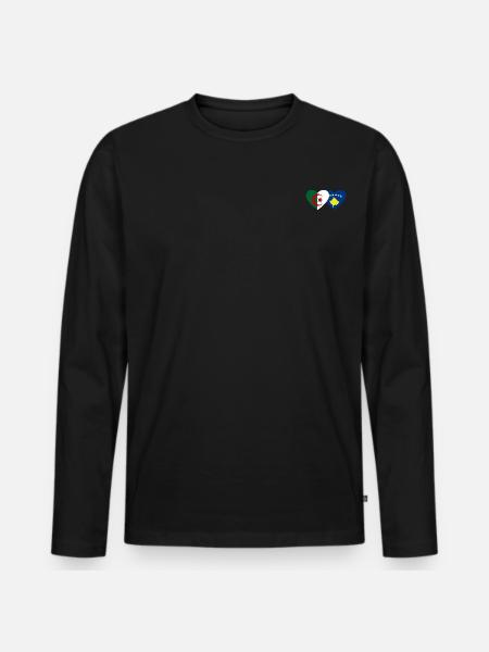 Algeria Kosovo Flag Heart - Men's Premium Organic Long Sleeve Shirt - black