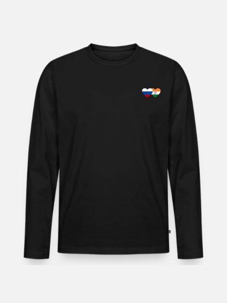 Russia India Flag Heart - Men's Premium Organic Long Sleeve Shirt - black