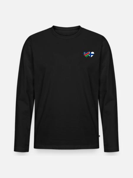 Namibia Finnland Flagge Herz - Männer Premium Bio Langarmshirt - Schwarz