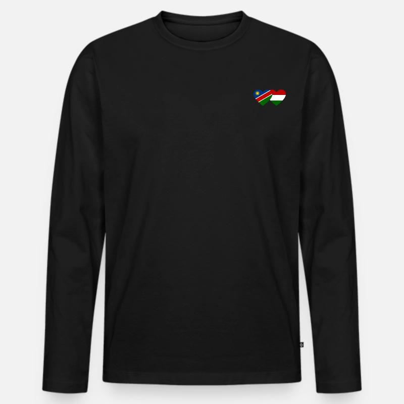 Namibia Ungarn Flagge Herz - Männer Premium Bio Langarmshirt - Schwarz