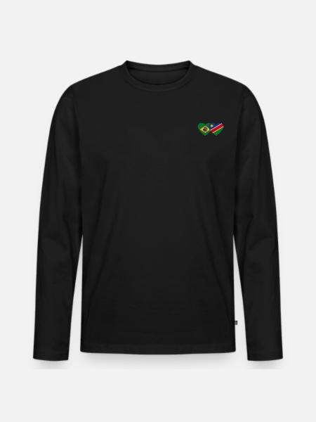 Brazil Namibia Flag Heart - Men's Premium Organic Long Sleeve Shirt - black