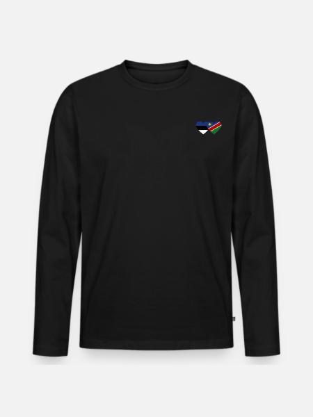 Estonia Namibia Flag Heart - Men's Premium Organic Long Sleeve Shirt - black