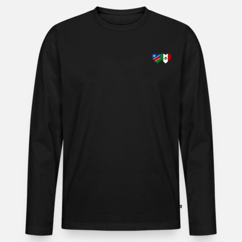 Namibia Mexiko Flagge Herz - Männer Premium Bio Langarmshirt - Schwarz