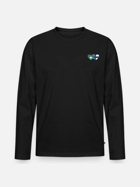 Macau Finland Flag Heart - Men's Premium Organic Long Sleeve Shirt - black