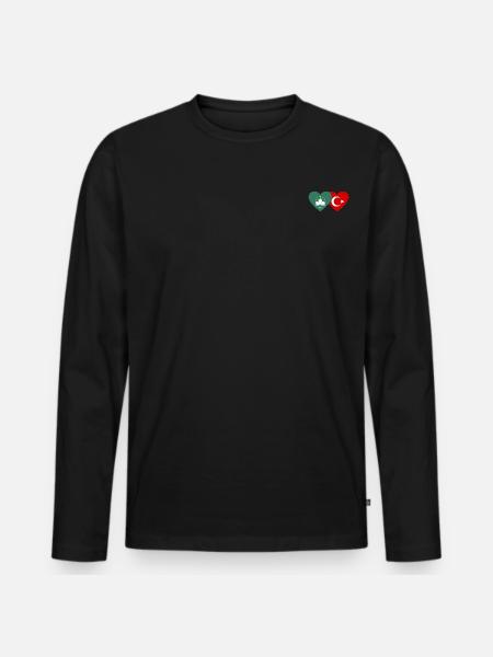 Macau Turkey Flag Heart - Men's Premium Organic Long Sleeve Shirt - black