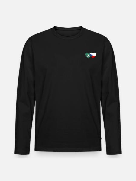 Macao République tchèque Flag Heart - T-shirt manches longues Premium bio Homme - noir