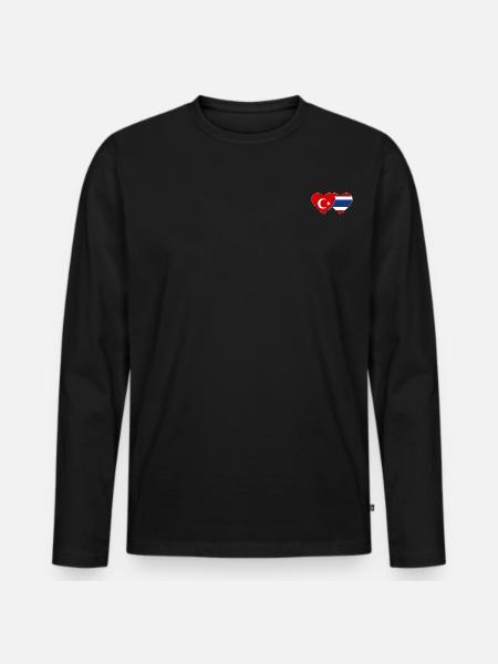 Turkey Thailand Flag Heart - Men's Premium Organic Long Sleeve Shirt - black