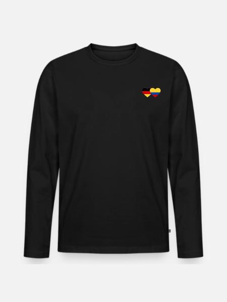 Germany Colombia Flag Heart - Men's Premium Organic Long Sleeve Shirt - black