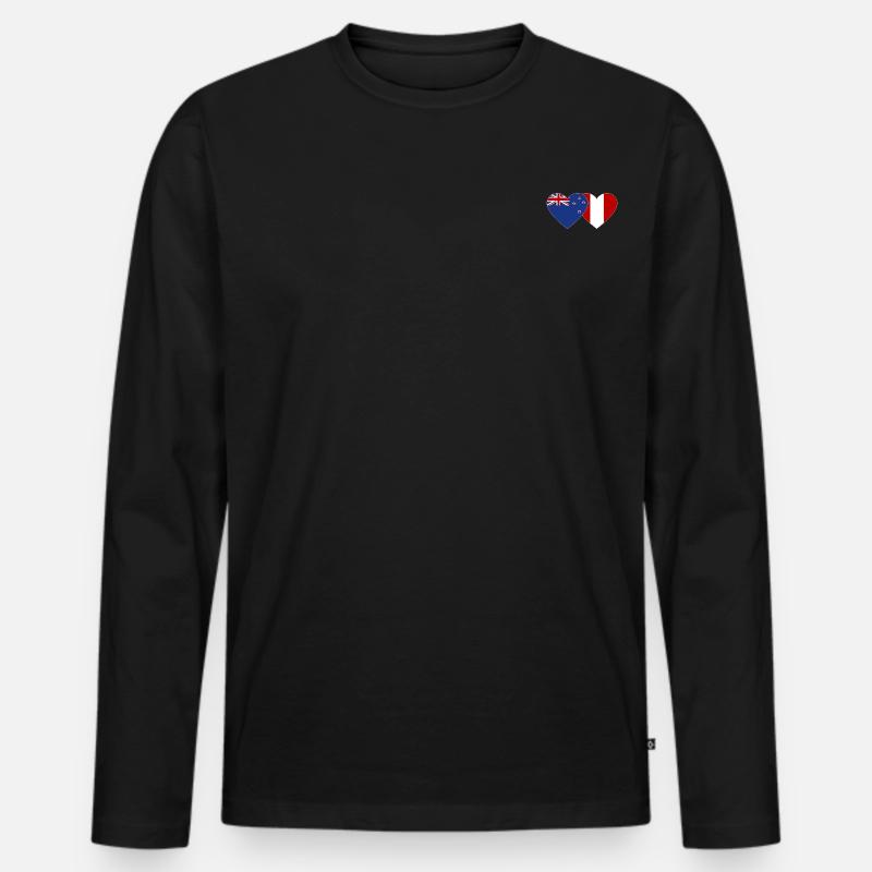 Neuseeland Peru Flagge Herz - Männer Premium Bio Langarmshirt - Schwarz