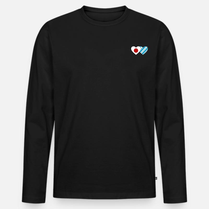 Japan Bayern Flagge Herz - Männer Premium Bio Langarmshirt - Schwarz