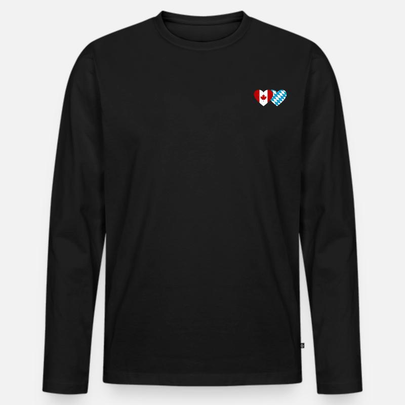 Kanada Bayern Flagge Herz - Männer Premium Bio Langarmshirt - Schwarz