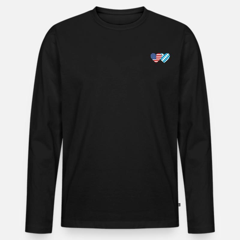Amerika Bayern Flagge Herz - Männer Premium Bio Langarmshirt - Schwarz