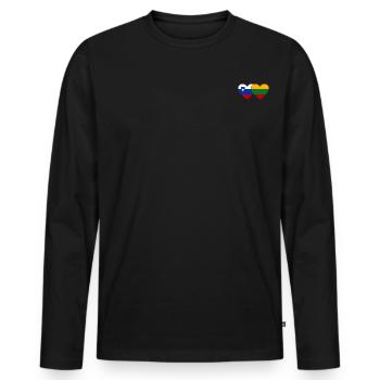 Slovenia Lithuania Flag Heart - Men's Premium Organic Long Sleeve Shirt - black - Front - Nico (187cm)
