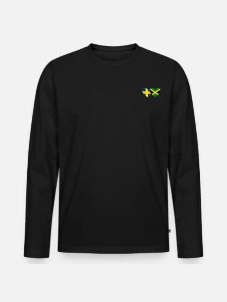 Sweden Jamaica Flag Heart - Men's Premium Organic Long Sleeve Shirt - black
