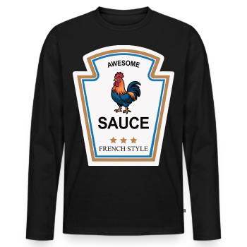 Rooster Joke Humor Cocktail Sauce - Men's Premium Organic Long Sleeve Shirt - black - Front - Nico (187cm)