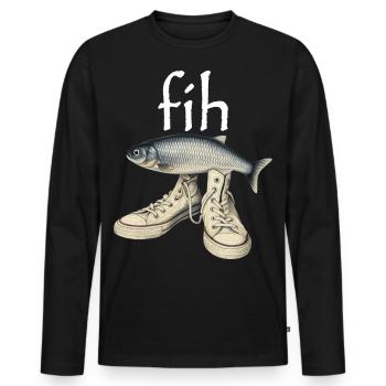 Poisson Mal Écrit Poisson Meme Fih - T-shirt manches longues Premium bio Homme - noir - Devant - Nico (187cm)