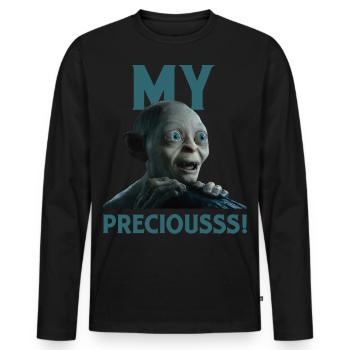Der Hobbit Witziges Gollum-Design Mein Schatz - Männer Premium Bio Langarmshirt - Schwarz - Vorne - Nico (187cm)