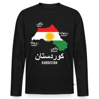 Kurdistan Flag,Kurdistan,Syria,Iraq,Iran,Flag - Men's Premium Organic Long Sleeve Shirt - black - Front - Nico (187cm)
